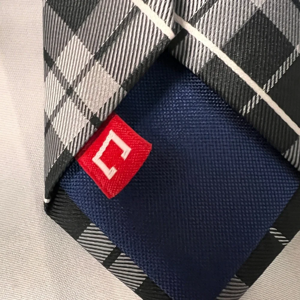 Chaps Men Plaid Necktie Black Grey White Checkered Polyester Formal Tie Standard
